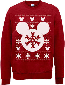 Disney Mickey Mouse Silhouet en Sneeuwvlokken Kersttrui - Rood - L