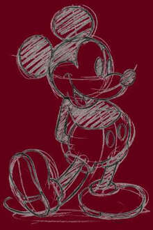 Disney Mickey Mouse Sketch Hoodie - Burgundy - L - Burgundy