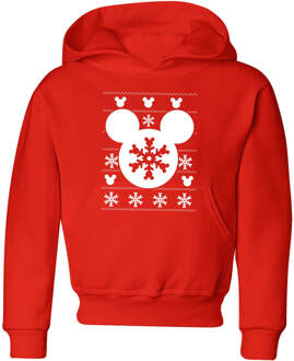 Disney Mickey Mouse Sneeuwvlok Silhouet kinder kerst hoodie - Rood - 110/116 (5-6 jaar) - Rood