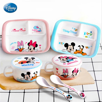 Disney Mickey Mouse Tableware Children Dinnerware Minnie Mickey Spoon Dishes and Plates Cups Cute Kitchen Supplies Cutlery 16