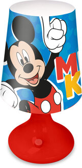 Disney Mickey Mouse tafellamp/bureaulamp/nachtlamp voor kinderen - rood - kunststof - 18 x 9 cm - Nachtlampjes