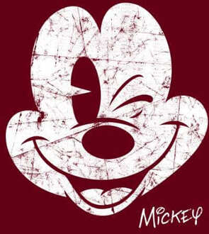 Disney Mickey Mouse Worn Face Hoodie - Burgundy - L - Burgundy