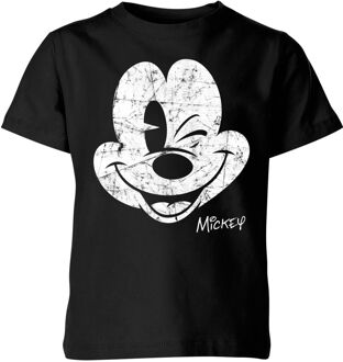 Disney Mickey Mouse Worn Face Kids' T-Shirt - Black - 122/128 (7-8 jaar) - Zwart