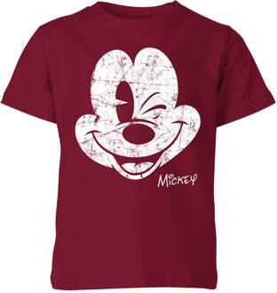 Disney Mickey Mouse Worn Face Kids' T-Shirt - Burgundy - 122/128 (7-8 jaar) - Burgundy