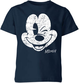 Disney Mickey Mouse Worn Face Kids' T-Shirt - Navy - 122/128 (7-8 jaar) - Navy blauw
