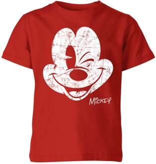 Disney Mickey Mouse Worn Face Kids' T-Shirt - Red - 122/128 (7-8 jaar) - Rood