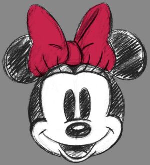 Disney Minnie Face Sketch Unisex T-Shirt - Grey - XS Grijs