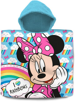 Disney Minnie Mouse bad cape/poncho - 60 x 120 cm - katoen - voor kinderen - Badcapes Multikleur