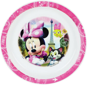 Disney Minnie Mouse bordje - diep - D16 cm -kunststof - ontbijtbord -kinder/peuter bordje Multi