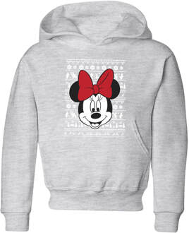Disney Minnie Mouse Face kinder kerst hoodie - Grijs - 110/116 (5-6 jaar) - Grijs - S