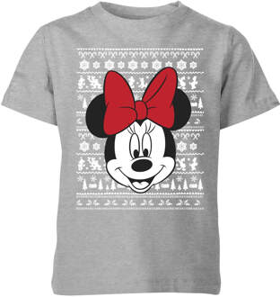 Disney Minnie Mouse Face kinder kerst t-shirt - Grijs - 134/140 (9-10 jaar) - L