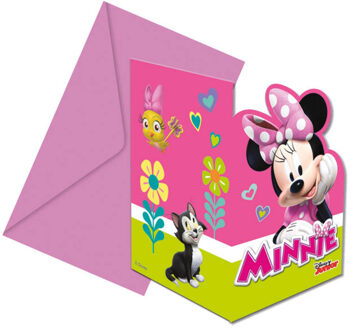 Disney Minnie Mouse Vrolijke Helpers uitnodigingen - 6 stuks Roze