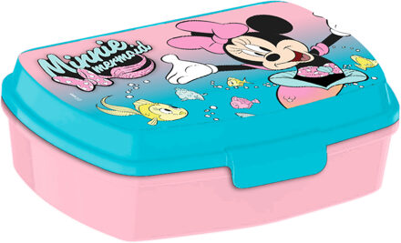 Disney Minnie MouseA broodtrommel/lunchbox voor kinderen - blauwA - kunststof - 20 x 10 cm - Lunchboxen