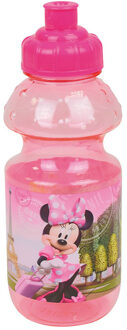 Disney Minnie MouseA drinkfles/drinkbeker/bidon met drinktuitje - roze - kunststof - 350 ml - Schoolbekers