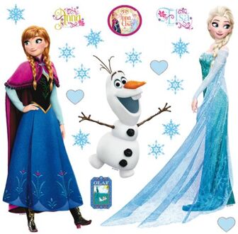 Disney Muursticker Frozen Anna & Elsa Blauw En Paars - 30 X 30 Cm - 600224