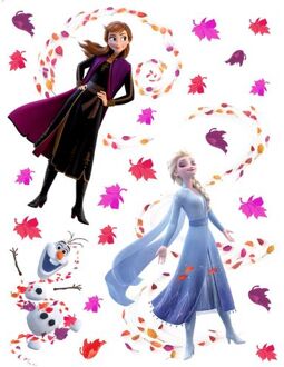 Disney Muursticker Frozen Anna & Elsa Blauw, Paars En Bruin - 65 X 85 Cm - 600169