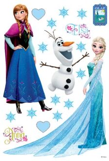 Disney Muursticker Frozen Anna & Elsa Blauw, Paars En Wit - 42,5 X 65 Cm - 600112