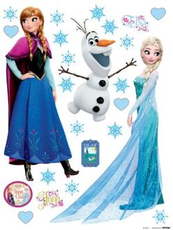 Disney Muursticker Frozen Anna & Elsa Blauw, Paars En Wit - 65 X 85 Cm - 600155