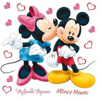 Disney Muursticker Minnie & Mickey Mouse Roze, Rood, Blauw En Geel - 30 X 30 Cm