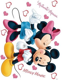 Disney Muursticker Minnie & Mickey Mouse Roze, Rood, Geel En Blauw - 65 X 85 Cm