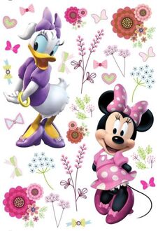Disney Muursticker Minnie Mouse & Katrien Duck Roze, Paars En Wit - 42,5 X 65 Cm