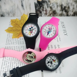 Disney New Cartoon Children's Watch Wristwatch Silicone Watch Band Cute Anime Mickey Mouse Frozen Princess Watch for kids