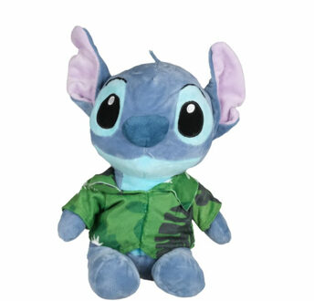 Disney pluche knuffel Stitch - Lilo and Stitch - Hawaii blouse groen - 30 cm - Bekende figuren - Knuffeldier