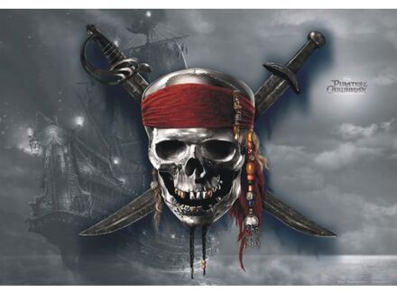 Disney Poster Pirates Of The Caribbean Grijs En Rood - 160 X 110 Cm - 600646