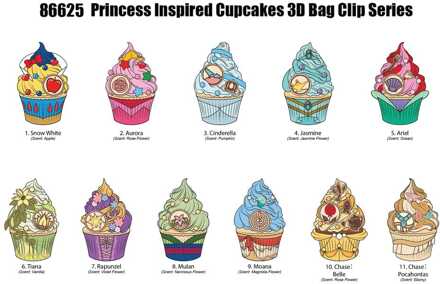 Disney Princess 3D Foam Bag Clips Cupcake Display (24)