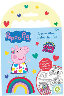 Disney Princess Peppa Pig - Meeneem Kleurset - 5 Waskrijtjes & 64 Kleurplaten - 3+ Jaar