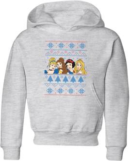 Disney Prinsessen Faces kinder kerst hoodie - Grijs - 134/140 (9-10 jaar) - L
