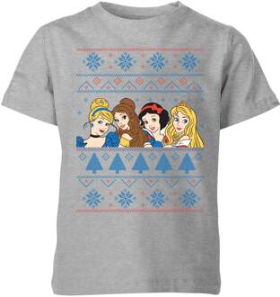 Disney Prinsessen Faces kinder kerst t-shirt - Grijs - 134/140 (9-10 jaar) - L