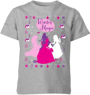 Disney Prinsessen Silhouetten kinder kerst t-shirt - Grijs - 122/128 (7-8 jaar) - M