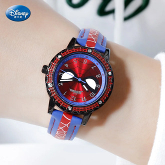 Disney quartz wristwatch waterproof alloy Leather Spiderman cute children watches Simple 3Bar Alloy Glass