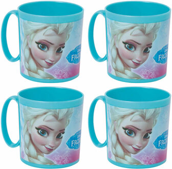 Disney Set van 4x stuks plastic Frozen thema drink bekers 350 ml voor kinderen/peuters