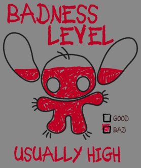 Disney Stitch Badness Level Unisex T-Shirt - Grey - 4XL Grijs