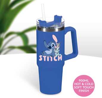 Disney Stitch Blue 900Ml Insulated Cup And Straw