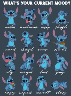 Disney Stitch Emotions Unisex T-Shirt - Charcoal - M Zwart