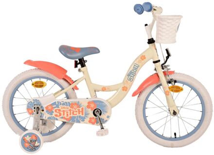 Disney Stitch Kinderfiets - Meisjes - 16 inch - Crème Koraal Blauw