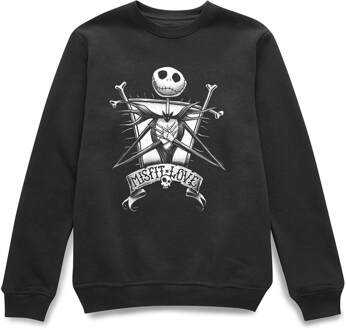 Disney The Nightmare Before Christmas Jack Skellington Misfit Love Black Sweatshirt - XL