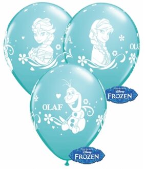 Disney Verjaardag ballonnen blauw van Frozen 6x stuks