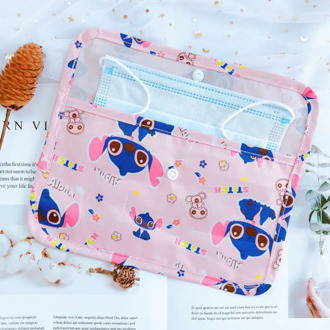 Disney Winnie The Pooh Stitch Mask Storage Bag Students Carry Masks Dust-proof and Moisture-proof Storage Clip Children's Gifts