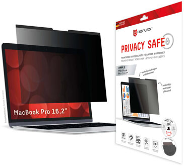 DISPLEX Privacy Safe Magnetische Screenprotector voor de MacBook Pro 16.2 inch - A2485 / A2780 / A2991 / A2141 Transparant - 2 inch