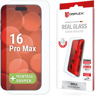 DISPLEX Screenprotector Real Glass voor de Apple iPhone 16 Pro Max Transparant