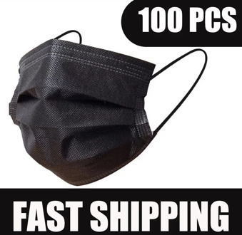 Disposable Black Adult Protective Mask Anti Dust Anti Droplets 3 Layers Filter Earloop Non Woven Face Mouth Mask for Men Women