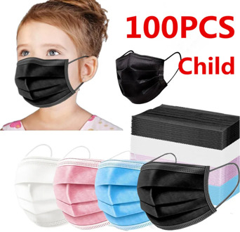 Disposable Kids Mask For 4-12 Years Child Mouth Mask 3 Layer Protection Safe Breathable Black Pink Colorful Children Face Mask