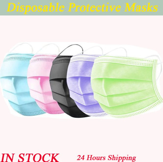 Disposable Masks Nonwove 3 Layer Ply Filter Face Mask Anti-Dust Safe Breathable face shield Masks In Stock Fast Shipping