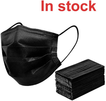 Disposable Non-woven 3-layer Face Mask 10/50/100 Pcs Black Blue Breathable Mask With Elastic Earband Breathable Adult Mouth Mask
