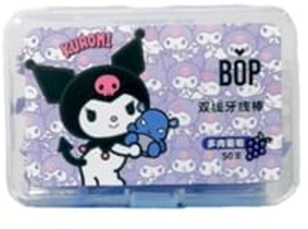 Disposable Plastic Stemmed Twin-Line Fresh Floss Stick Sanrio Limited Edition - 2 Flavors Kuromi (Succulent Grape) - 50pcs