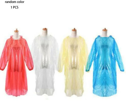 Disposable Raincoat Adult Raincoat Waterproof Emergency Rain Poncho Portable Raincoat Travel Camping Outdoor PVC Random LESHP